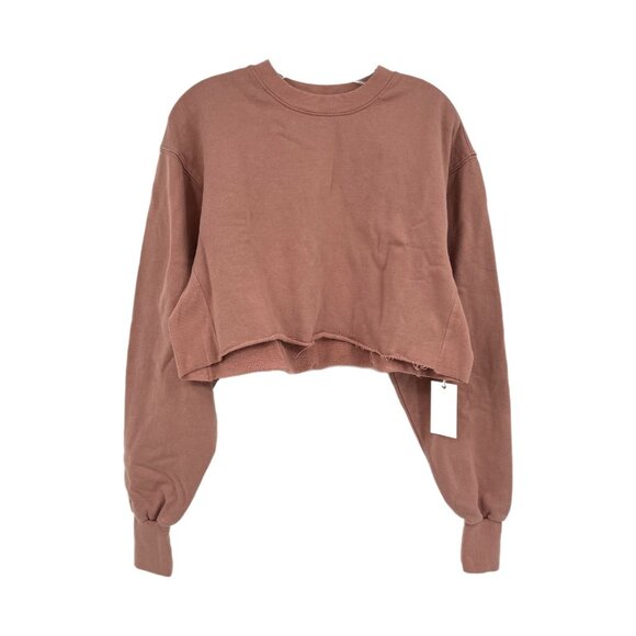 Good American Tops - Good American Pink Cropped Crewneck Sweatshirt | Made in USA